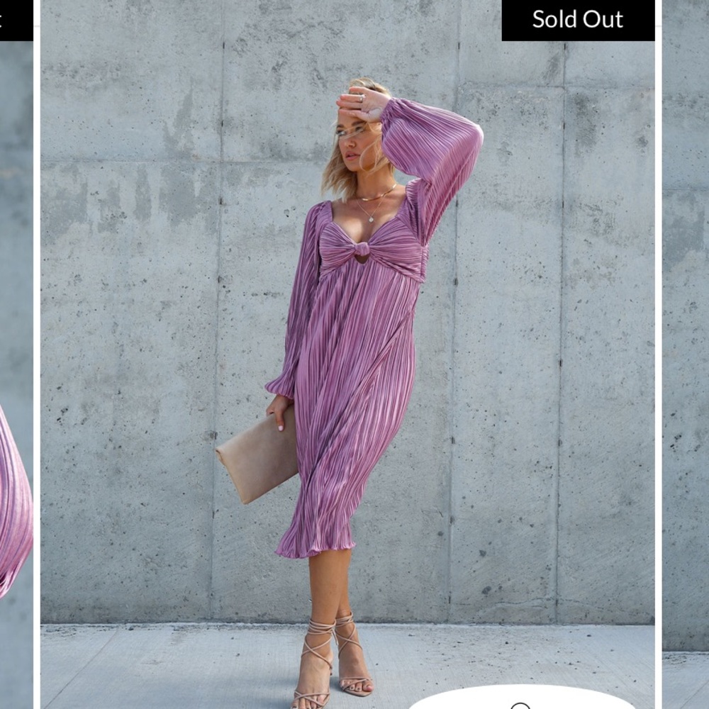 VICI Plisse Cut Out Midi Dress